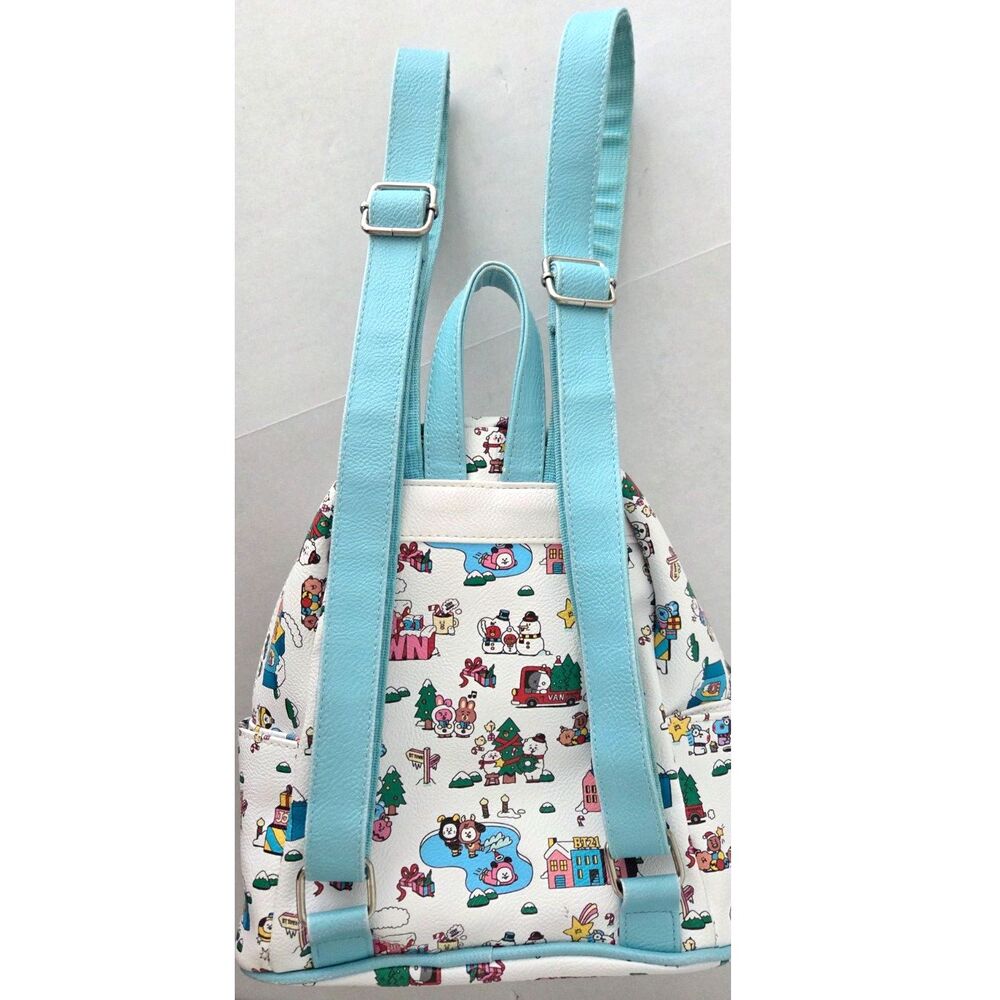 BT21 Retired Holiday Town Mini Backpack White Faux Leather BTS K-Pop - Picture 4 of 8